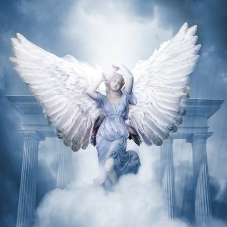 céu, nuvens, asas, mulher, céu Eti Swinford - Dreamstime