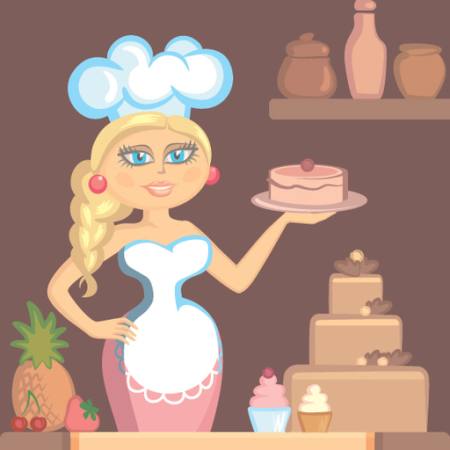 da senhora, louro, cozinheiro, bolo, mulher, cozinha Klavapuk - Dreamstime