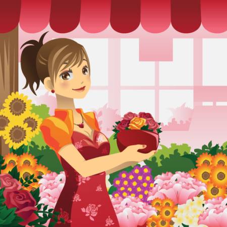 mulher, flores, loja, vermelho, menina Artisticco Llc - Dreamstime
