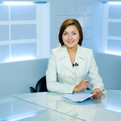 mulher, notícia, televisão, estúdio, azul Alexander Podshivalov (Withgod)