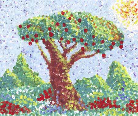 árvore, frutas, vermelho, jardim, pintura, arte Anastasia Serduykova Vadimovna - Dreamstime