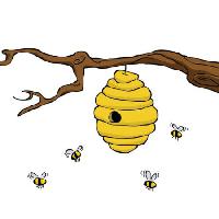 ramo, abelha, colmeia, amarelo Dedmazay - Dreamstime