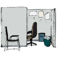 de escritório, cadeira, lixo, papel Eric Basir - Dreamstime