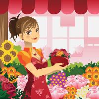 mulher, flores, loja, vermelho, menina Artisticco Llc - Dreamstime