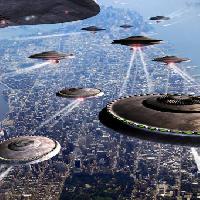 Pixwords Com a imagem navios de guerra, navio, cidade, alienígena, mosca, ufo Philcold - Dreamstime