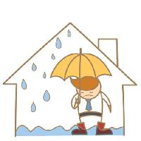 de água, vazamento, homem, guarda chuva, chuva, casa Falara - Dreamstime