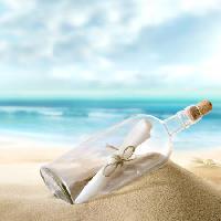 garrafa, mar, areia, papel, oceano Silvae1 - Dreamstime