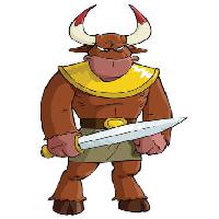 Pixwords Com a imagem guerreiro, espada, chifres, touro, taurus, animal Dedmazay - Dreamstime