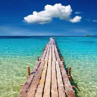mar, água, caminhada, madeira, plataforma, mar, azul, céu, nuvem Dmitry Pichugin - Dreamstime