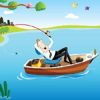 barco, homem, água, pesca, lago Zuura - Dreamstime