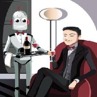 Pixwords Com a imagem robô, homem, vinho, vidro Artisticco Llc - Dreamstime
