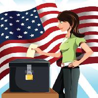 EUA, bandeira, voto, mulher Artisticco Llc - Dreamstime