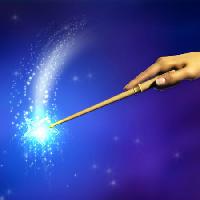 Pixwords Com a imagem mágica, mão, vara, estrela, azul Andreus - Dreamstime